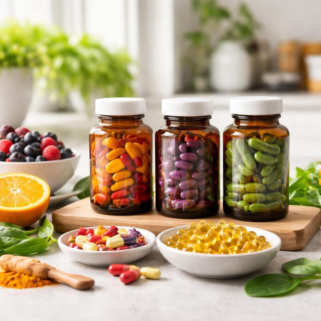 Antioxidant complex capsules with vitamins and polyphenols