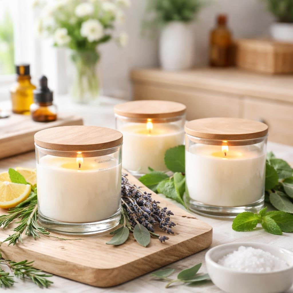 Aromatherapy candles with lavender, bergamot and citrus notes