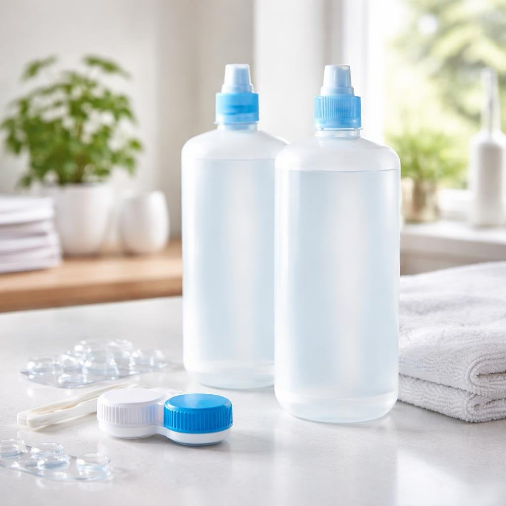 Contact lens soaking solution bottles with clean lens case