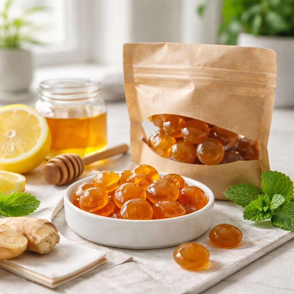 Assorted cough drops and lozenges for throat comfort