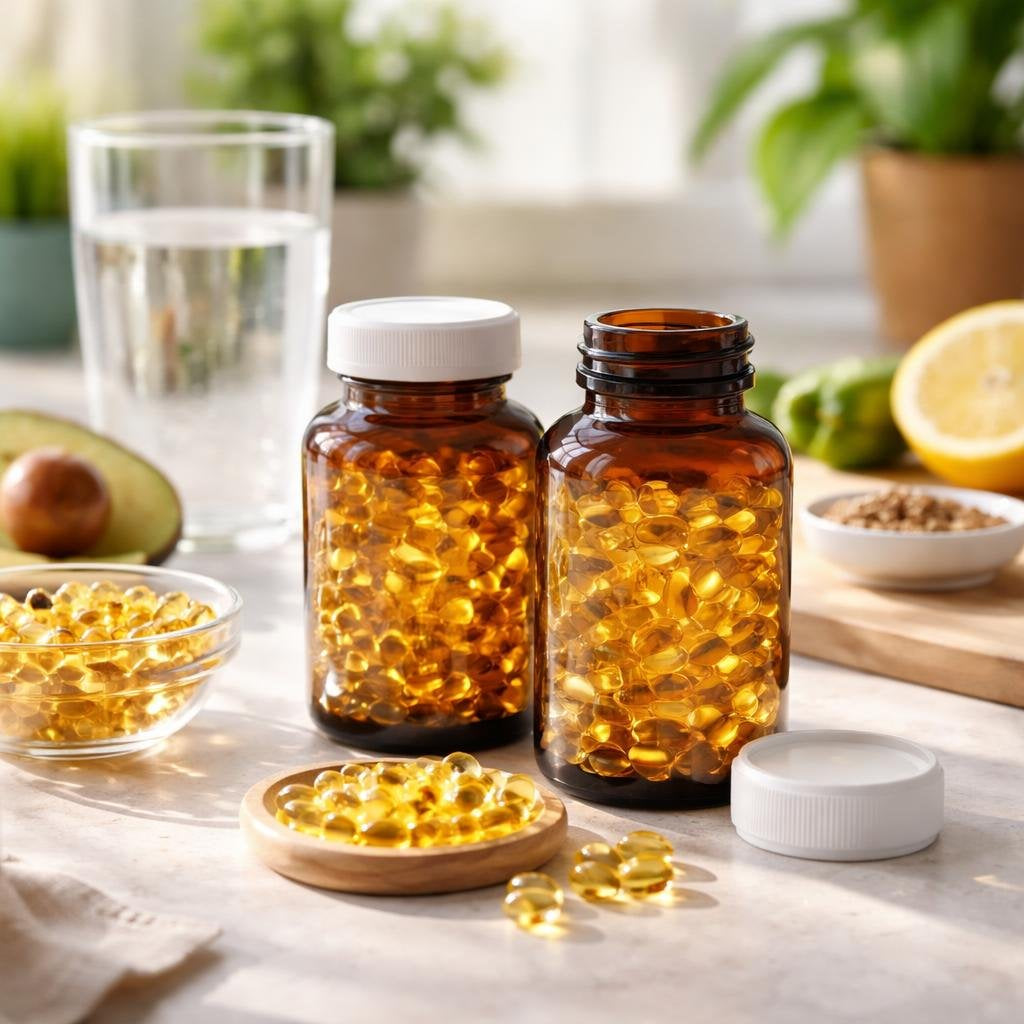 DHA omega-3 capsules and softgels product selection
