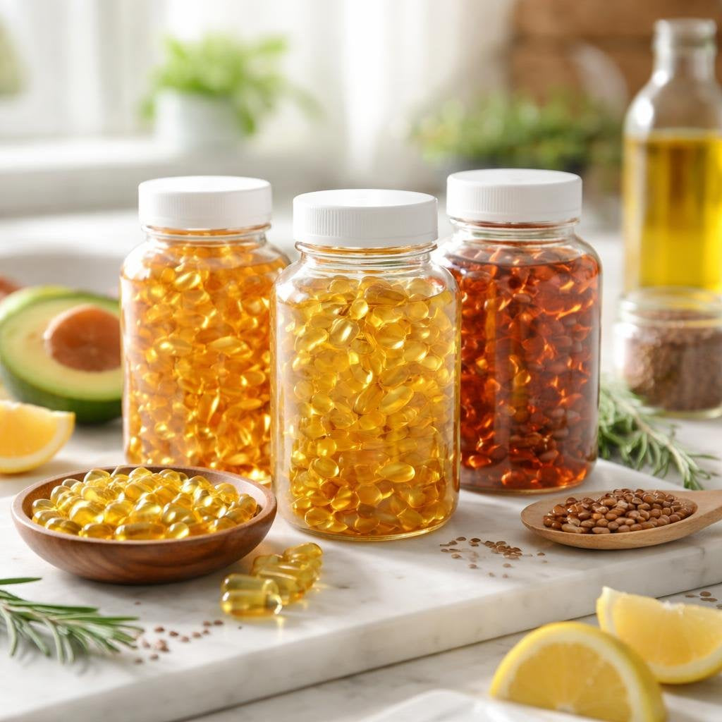 Essential fatty acid complex softgels with omega-3 and omega-6