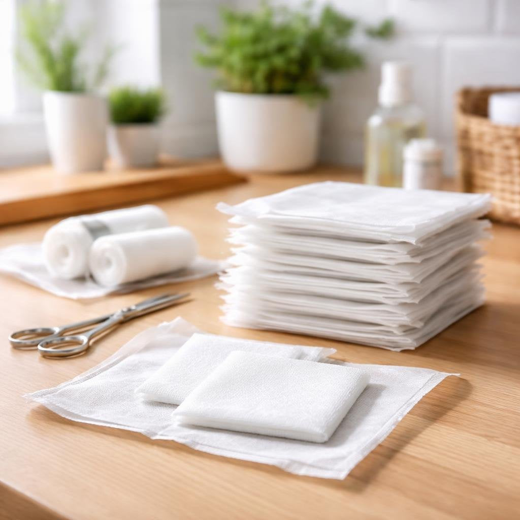 Assorted first aid bandaging pads for clean wound coverage