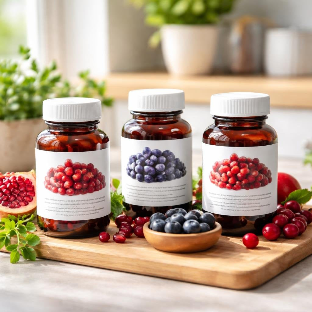 Fruit extract supplement capsules featuring polyphenol-rich ingredients