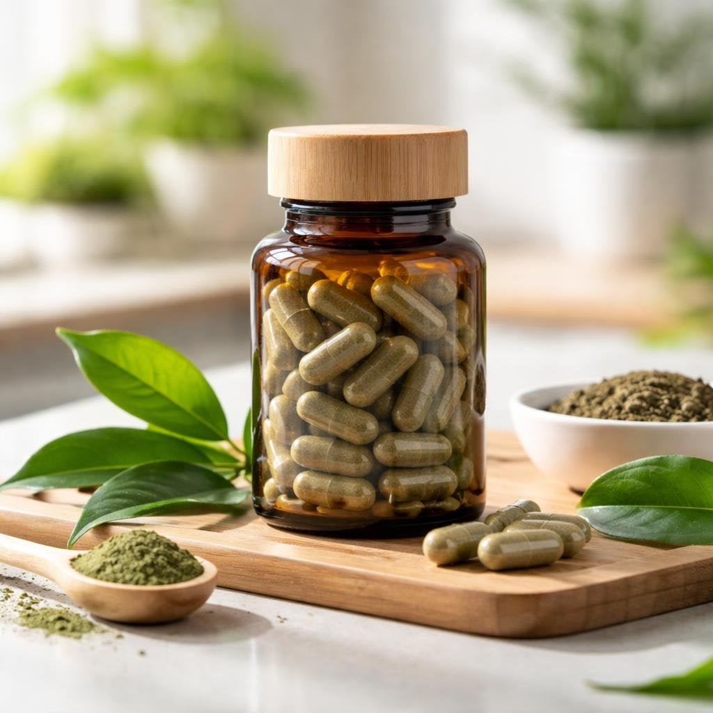 Green tea extract capsules with EGCG for daily wellness