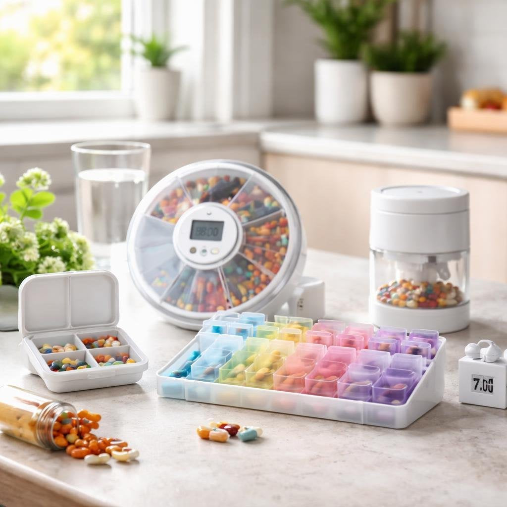 Medication aids and pill organiser for daily dose tracking