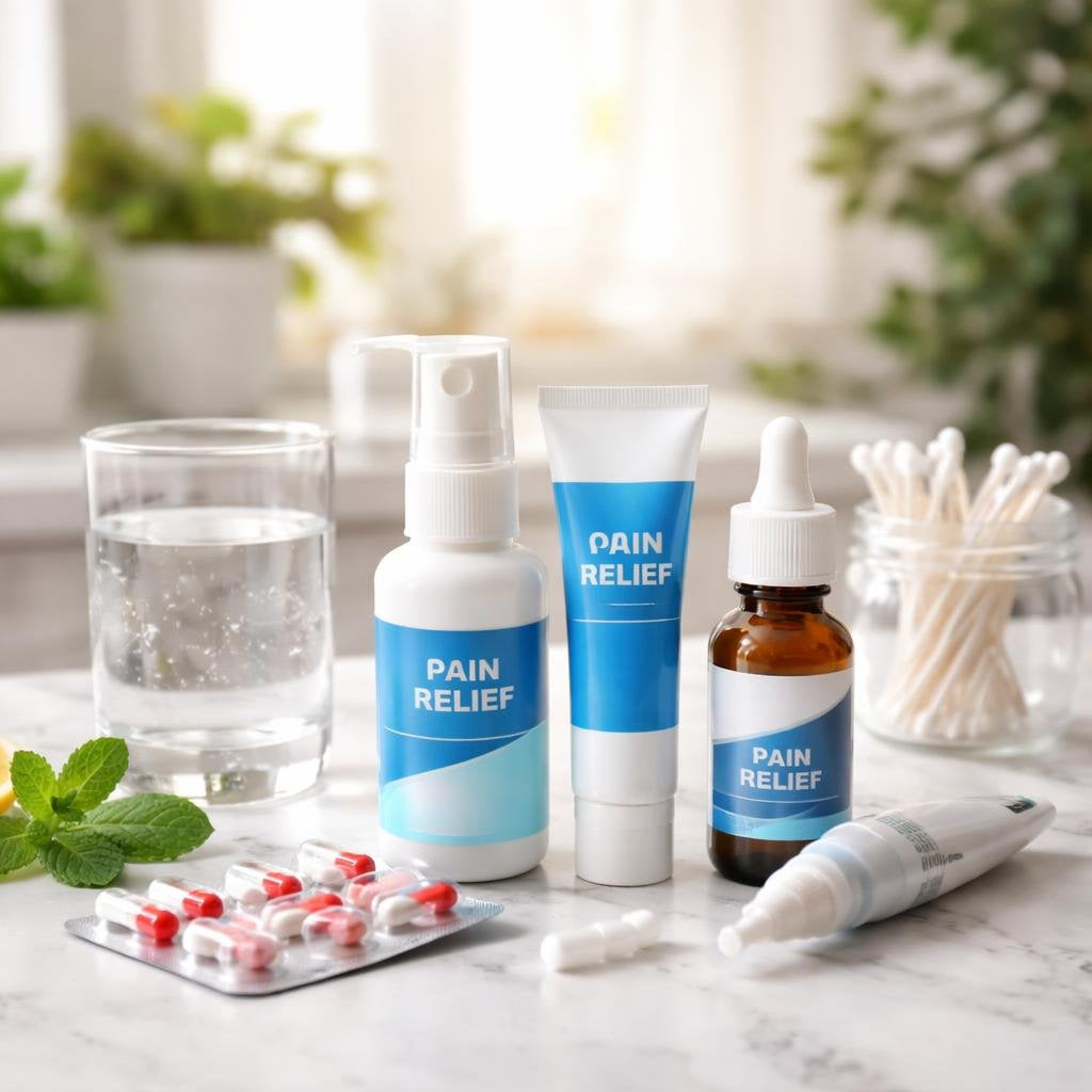 Oral pain relief gels for ulcers and sore gums