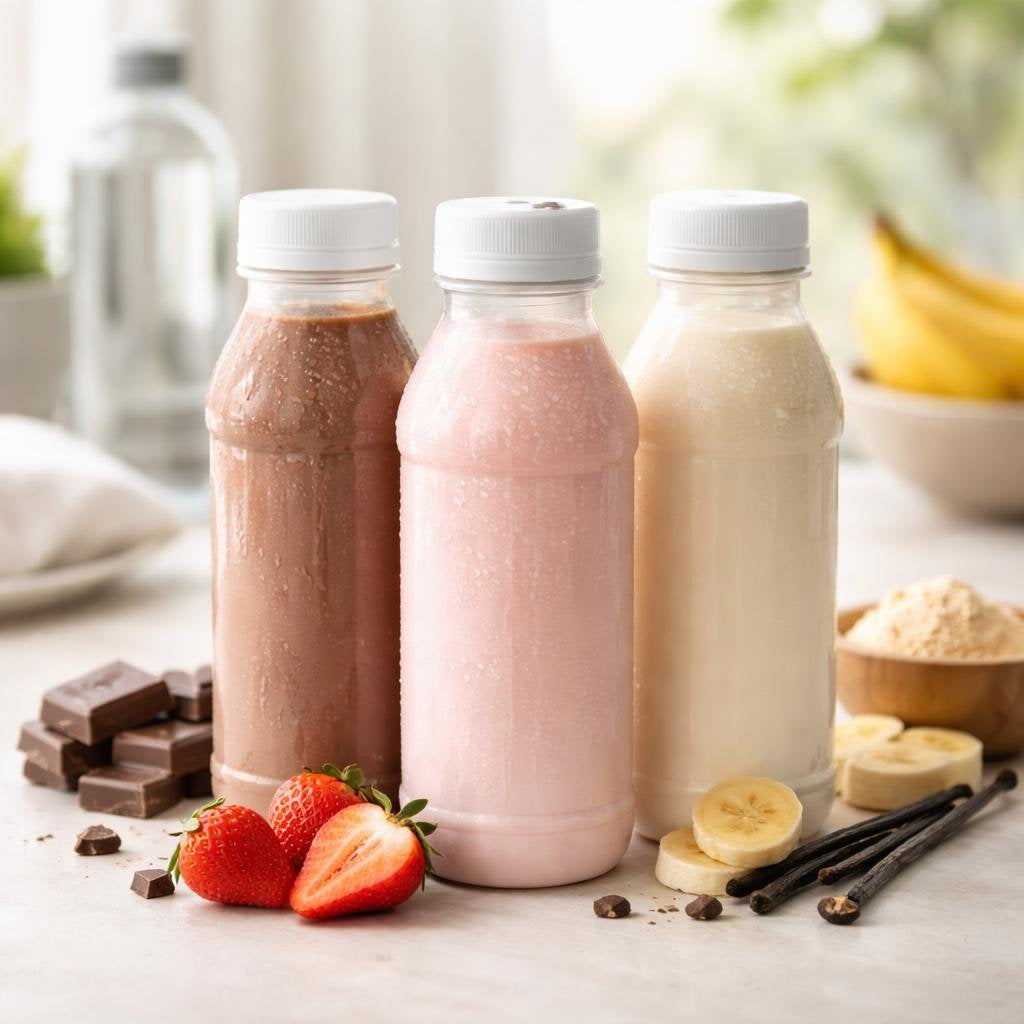 Bottled ready-to-drink protein shakes for sports nutrition