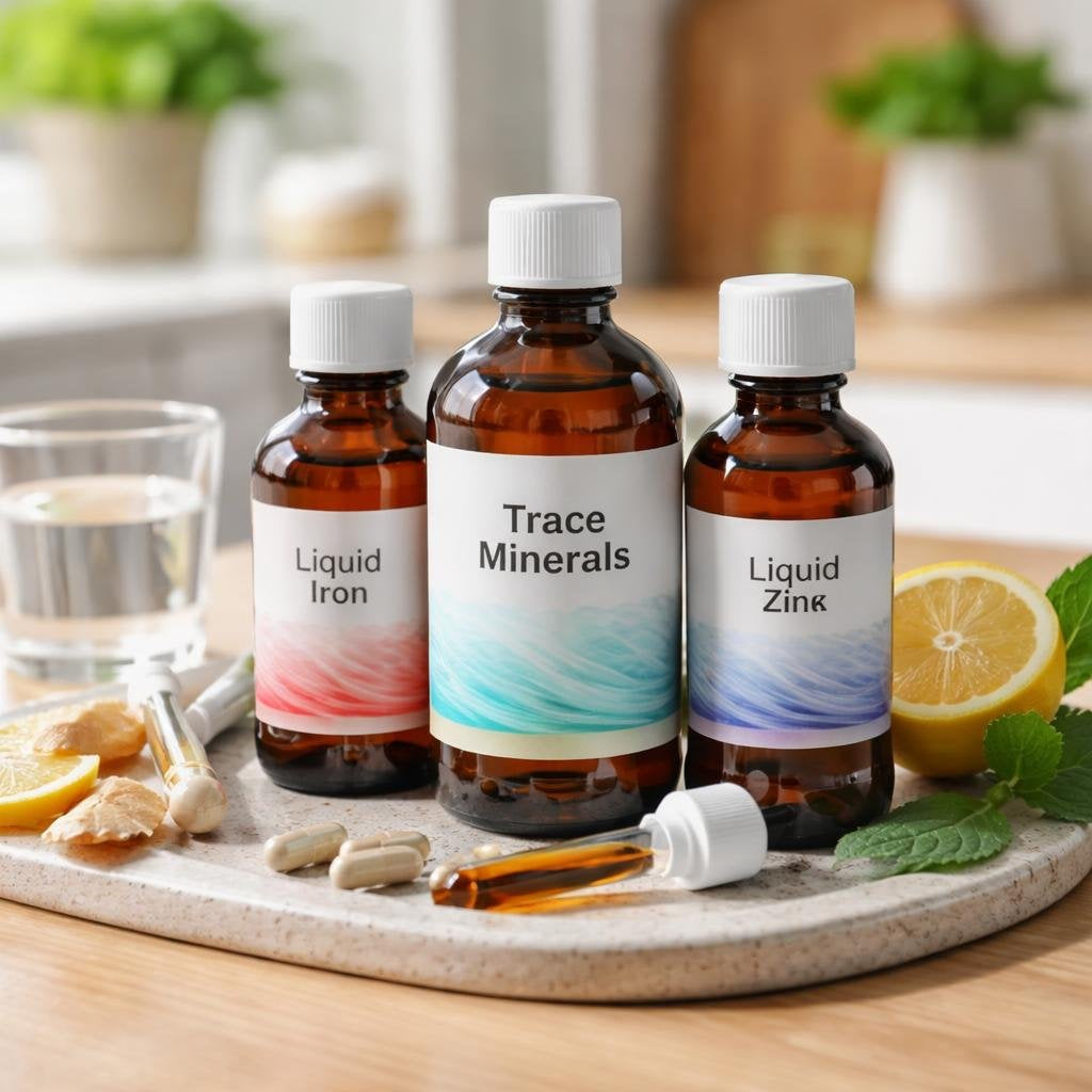 Trace mineral capsules and liquid drops selection