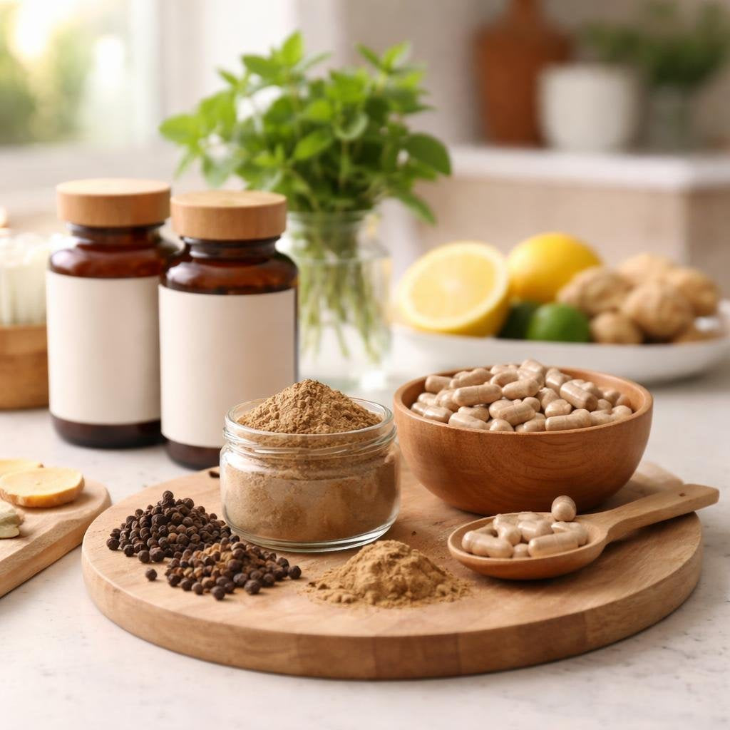 Trikatu herbal blend with ginger and black pepper