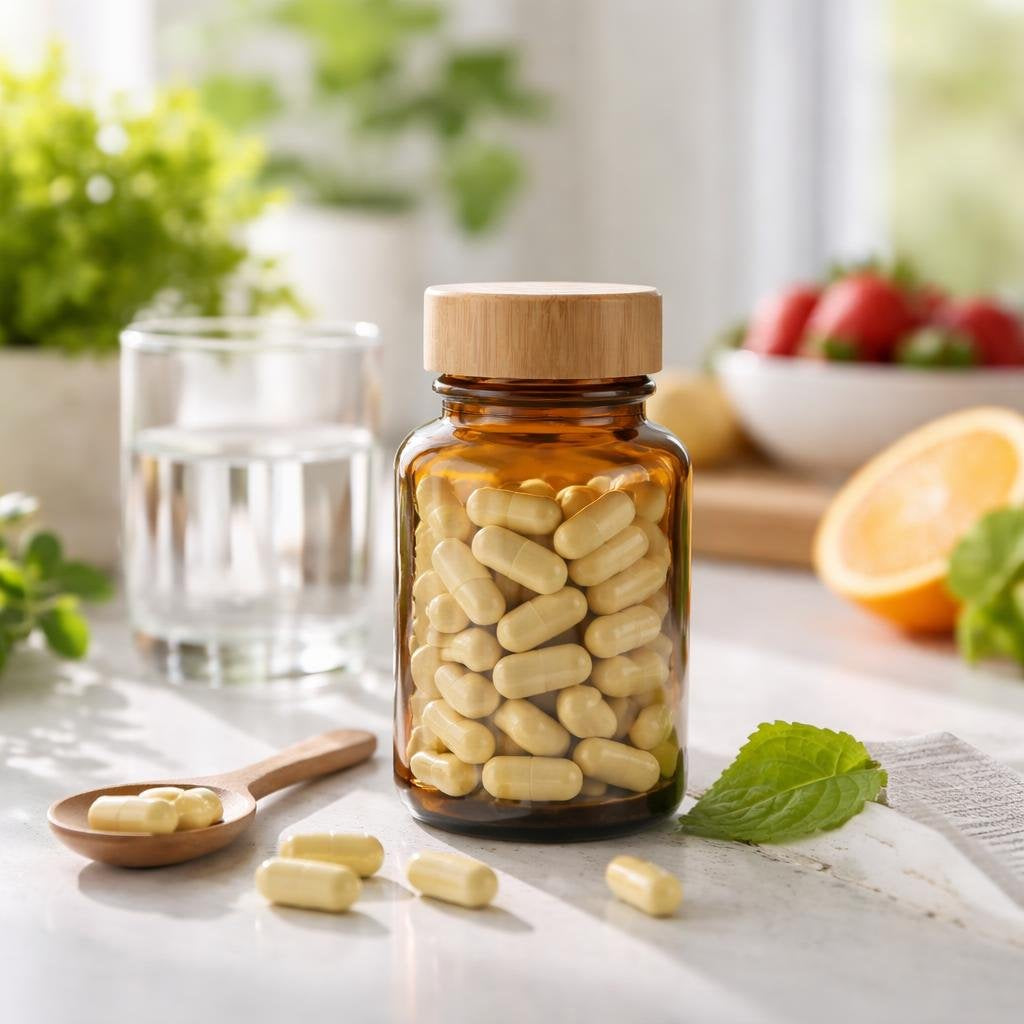 Vitamin B9 folic acid tablets and capsules assortment