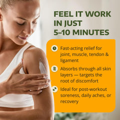 1-TDC Joint & Muscle Relief Cream absorbs quickly into skin