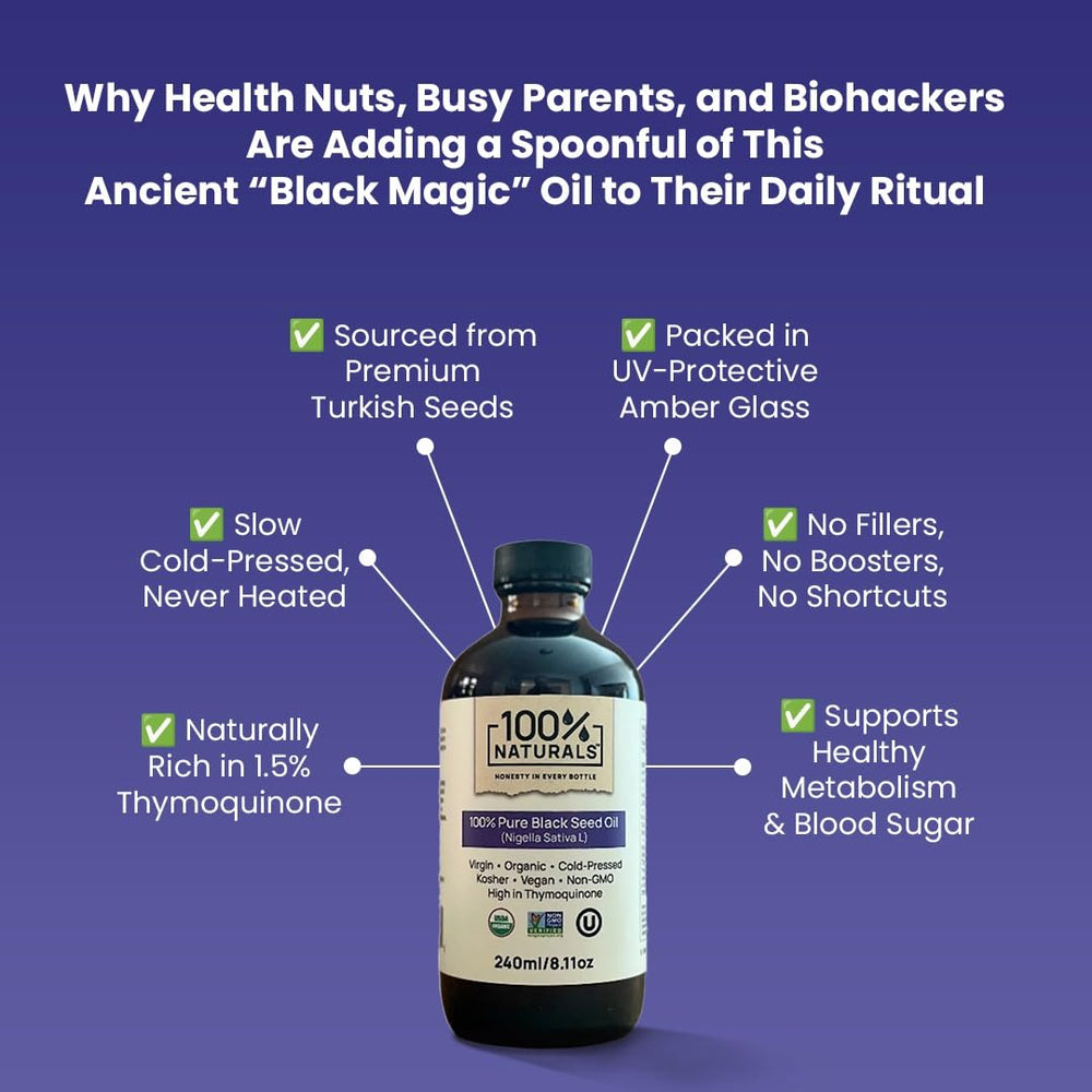 Close-up of 100% Naturals label with organic and non-GMO claims.