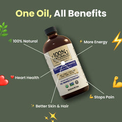 100% Naturals Black Seed Oil seeds behind the product for authenticity.