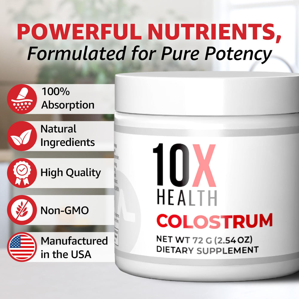 10X Health colostrum powder unflavored mix blending into smoothies smoothly.