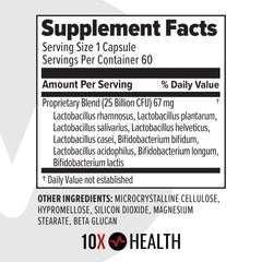 10x Health System Probiotics ingredients list details probiotic strains.