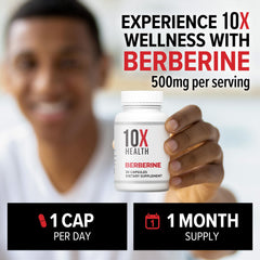 10X Health Berberine quality-testing batch seal signals safety and purity.