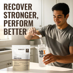 Nutrition panel on 10X Health System vegan protein powder.