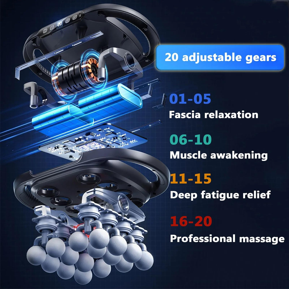 16 Head Massage Gun hands-free design enables convenient use after workouts.