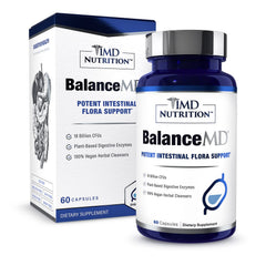 1MD BalanceMD Vaginal Probiotics bottle showing 18B CFUs for microbiome balance.