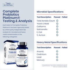 Capsules close-up for 1MD Complete Probiotics Platinum, suggesting easy daily intake.