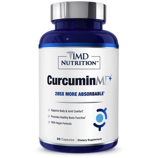 1MD CurcuminMD Plus bottle front with 60 capsules for joint support