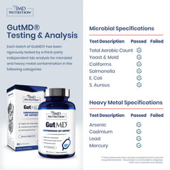 1MD GutMD bottle label clearly shows ingredients supporting intestinal integrity.