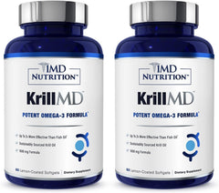 1MD KrillMD bottle of Antarctic krill oil supports omega-3 intake