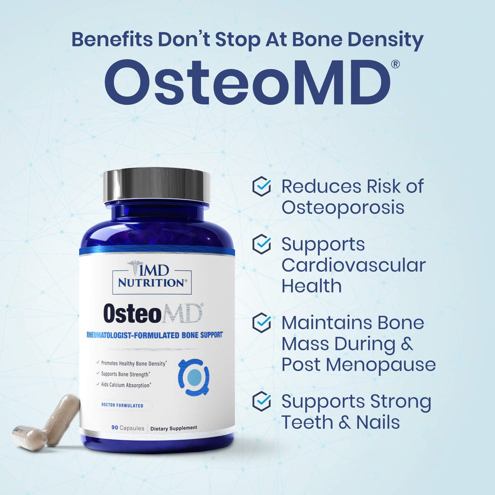 OsteoMD capsules inside pack emphasizing convenient form