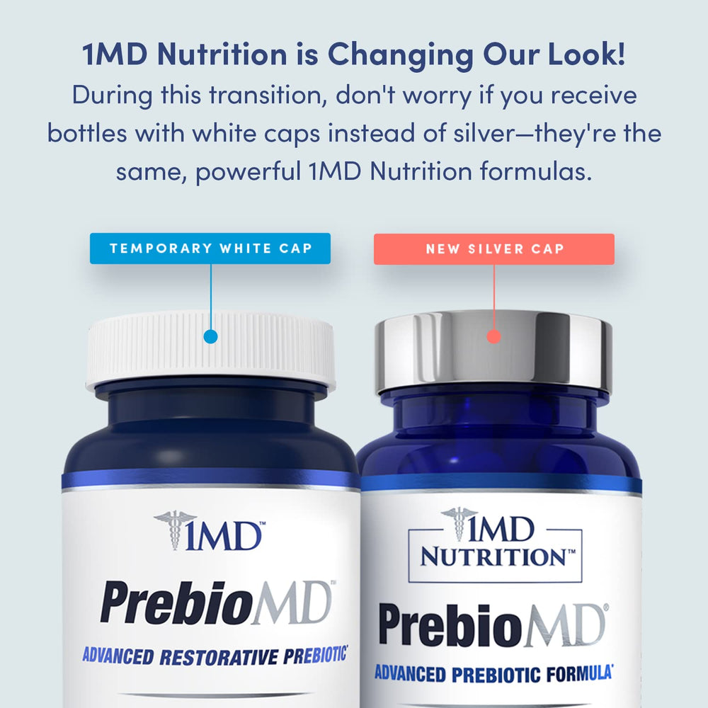 1MD Nutrition PreBioMD ingredients chart, highlights PreforPro and prebiotic blend