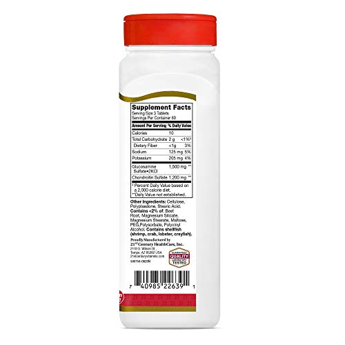 21st Century Glucosamine Chondroitin dosage instructions visible on bottle.