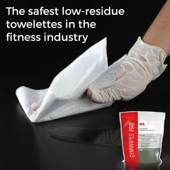 2XL GymWipes low-residue finish reducing streaks after cleaning.