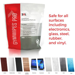2XL GymWipes multi-surface cleaning on equipment and screens.