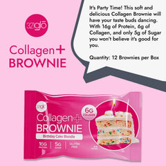 321glo brownie highlighting 6g collagen, supporting beauty and joint wellness