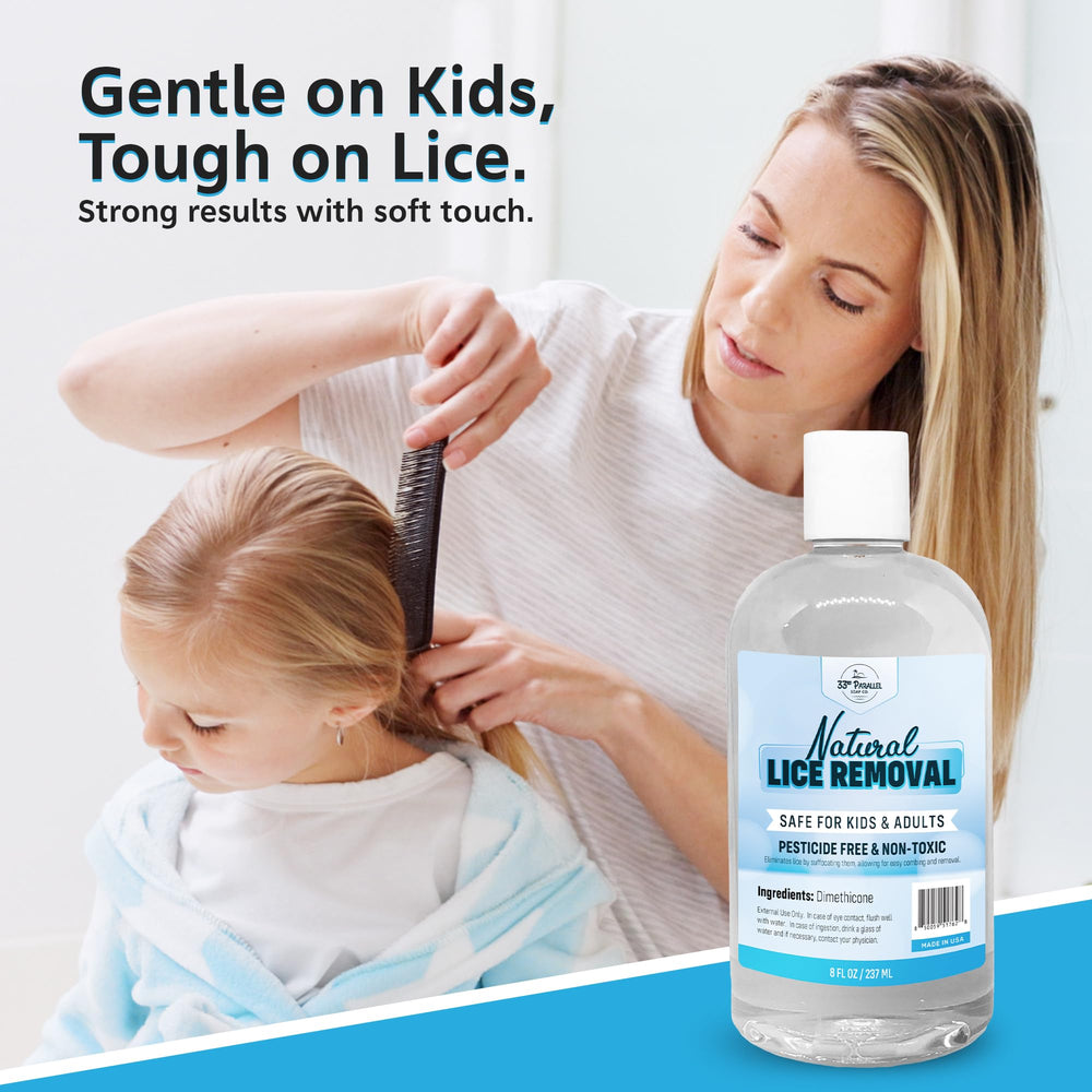 33RD PARALLEL SOAP CO Safe Lice Shampoo 32oz packaging designed for long-lasting home treatment.