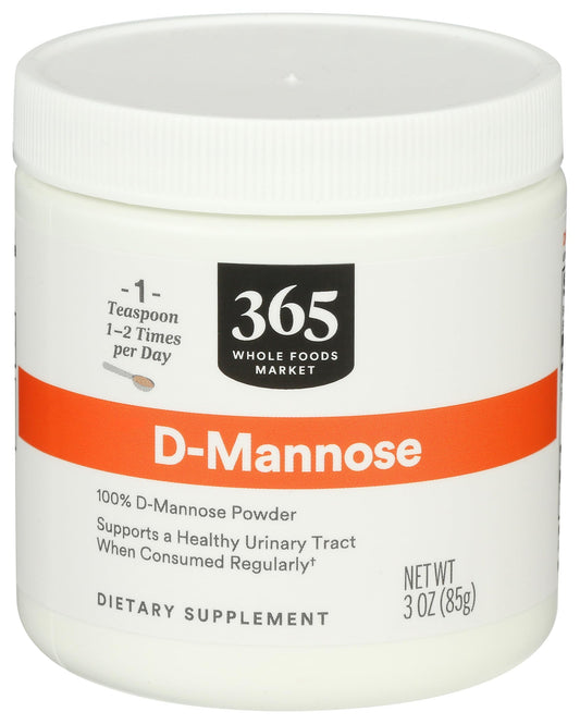 365 by Whole Foods Market D-Mannose powder bottle ready for daily use, supports urinary health.
