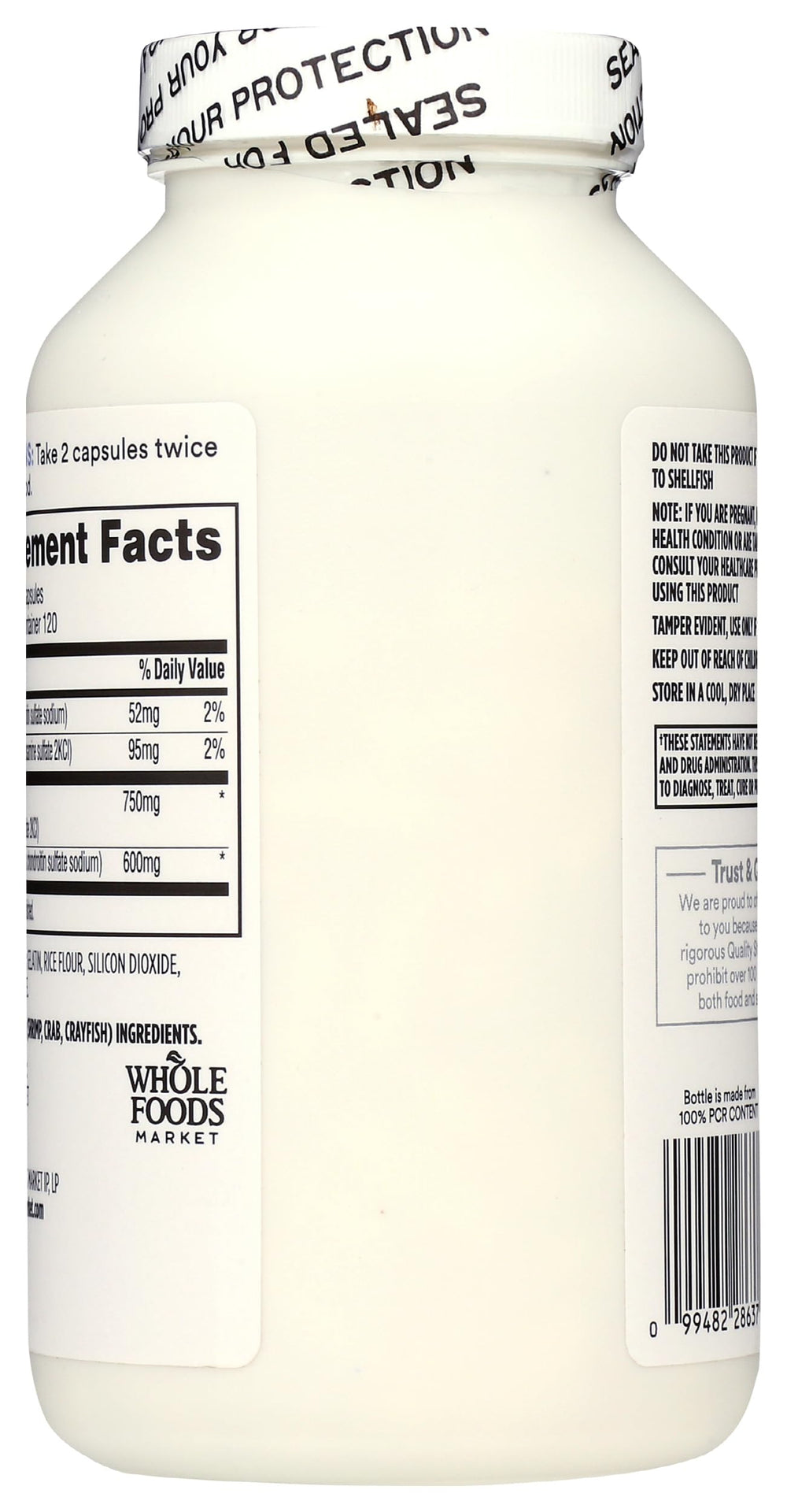 365 by Whole Foods Market glucosamine chondroitin bottle label highlights 240 capsules