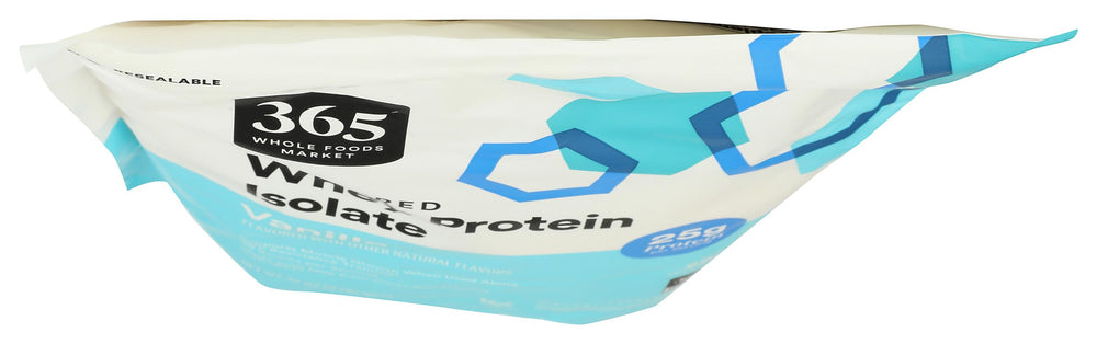 365 whey protein isolate vanilla scoop included for easy portioning after workouts