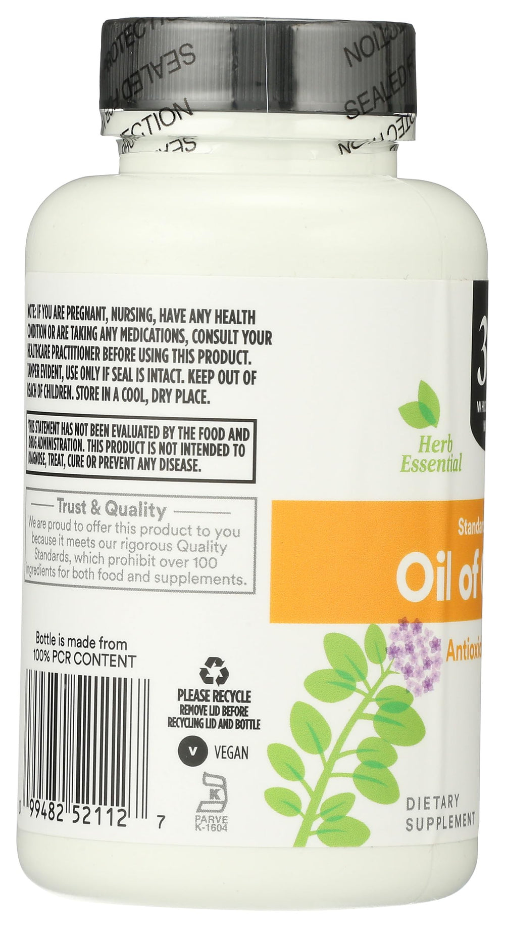 365 by Whole Foods Market Oil of Oregano label closeup highlighting clean ingredients