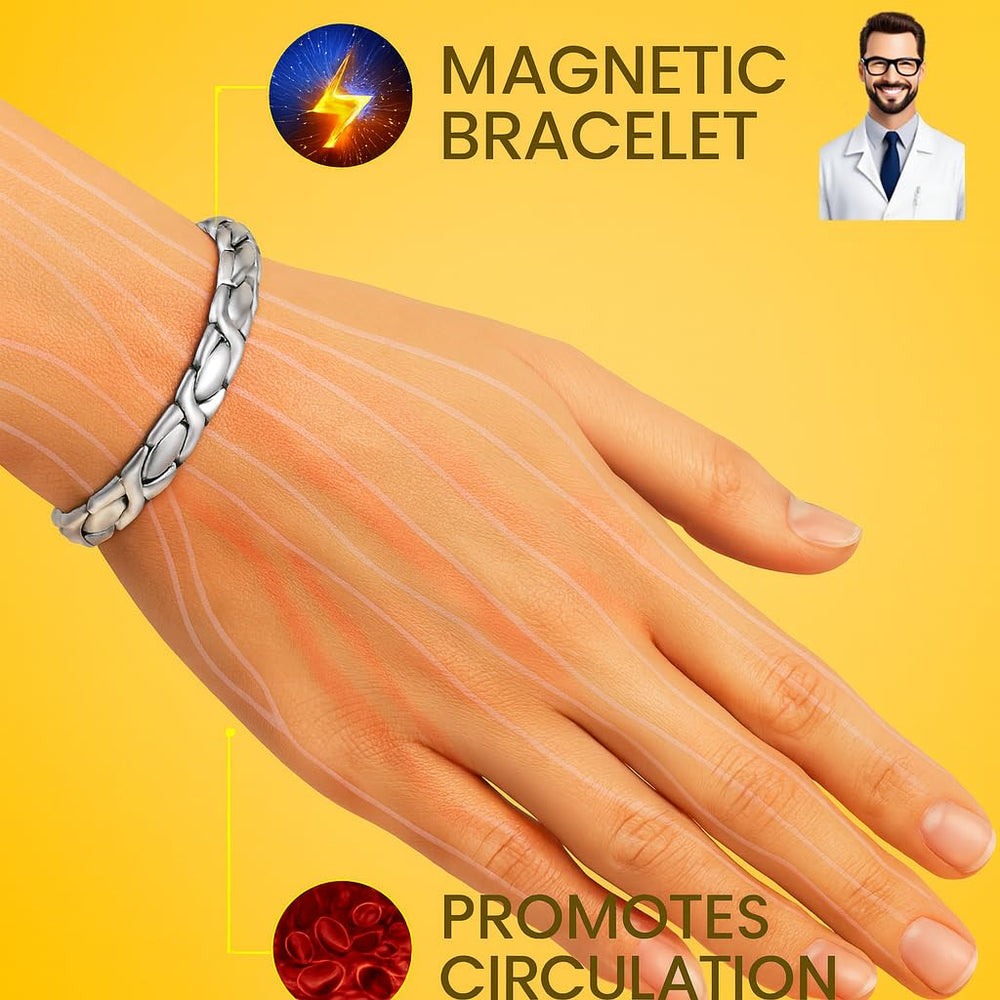 38 magnetic clasp detail highlights secure fit and stylish design.