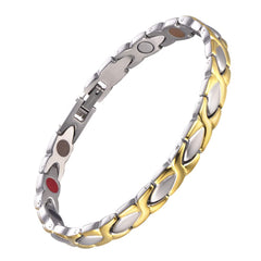 38 titanium magnetic bracelet for women in silver on wrist, lightweight comfort