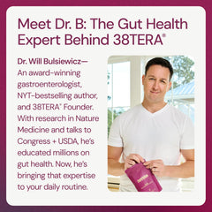 38TERA DMN ready-to-mix cup shows quick daily habit with water.