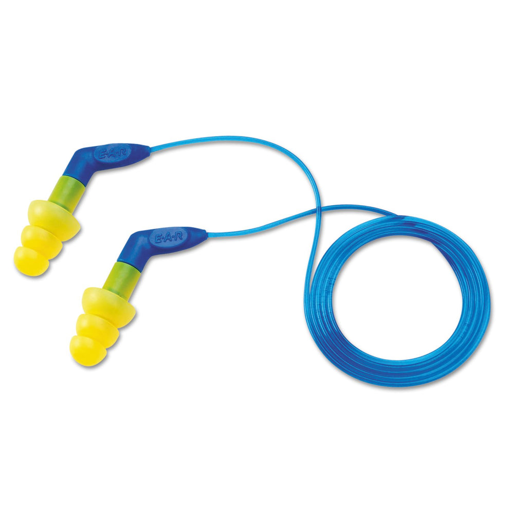 3M E-A-R Ultrafit Plus earplugs in yellow PVC provide comfortable, reusable hearing protection for industrial settings