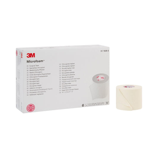 3M Microfoam Tape roll highlights conformable, stretchable foam for secure dressings.