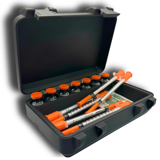 3ml Vial Storage Case 7 upright slots holding seven vials for travel and fridge use