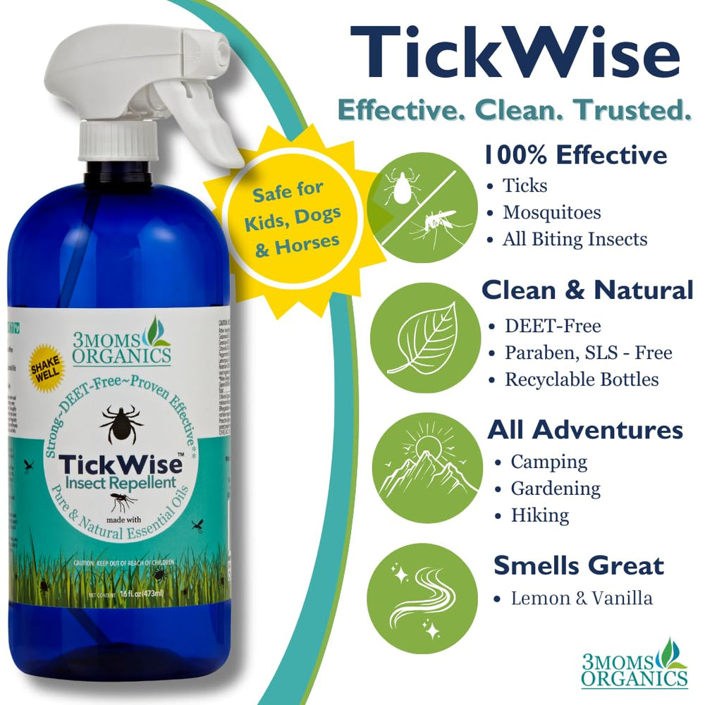 3MOMS TickWise plant-based oils blend for safe insect repellent.