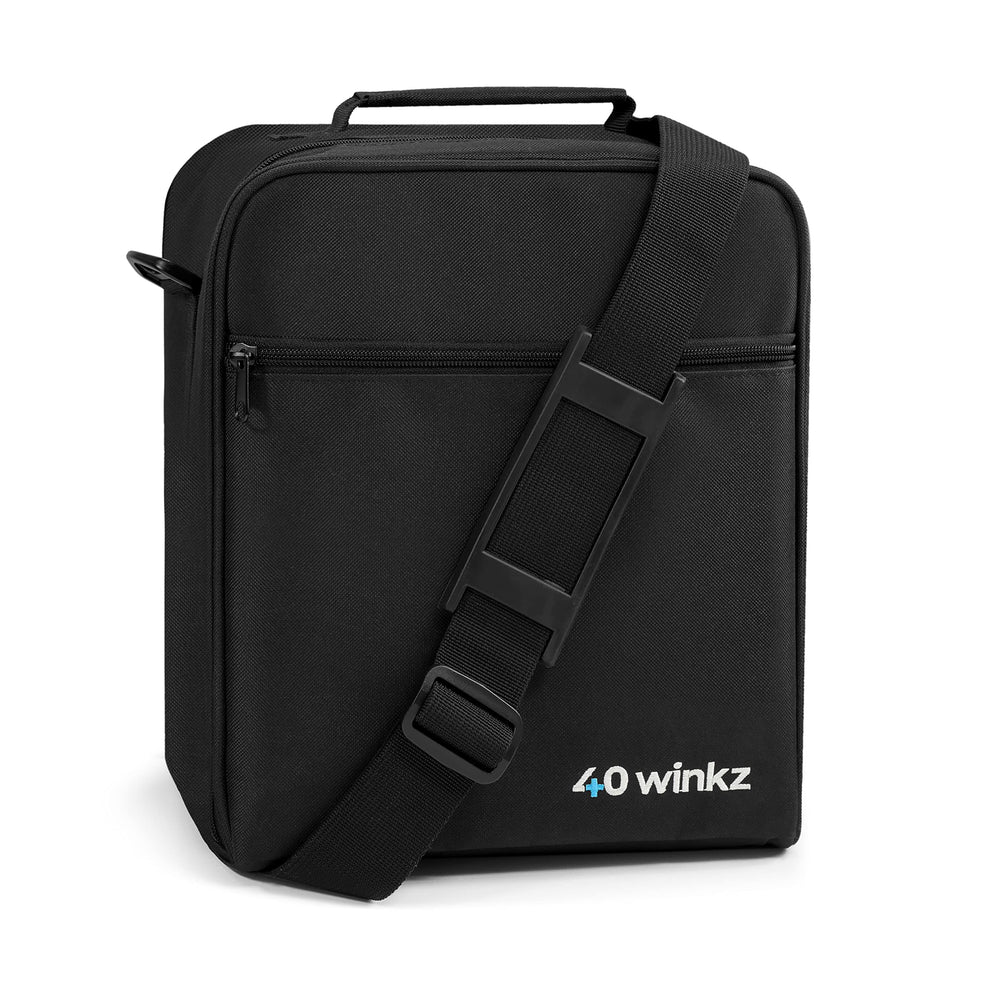 40Winkz CPAP travel bag attaches to luggage for easy airport transport.