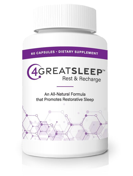 4GreatSleep Rest & Recharge bottle front view for a restful night