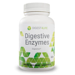 4Life Digestive Enzymes bottle front for digestion support during meals.