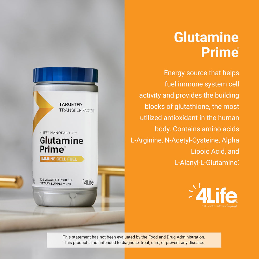 4Life Glutamine Prime veggie capsules for vegan daily support.